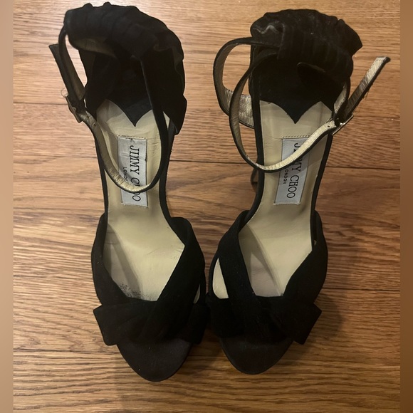 Strappy Black Suede Platform Jimmy Choo Heels - Picture 5 of 5